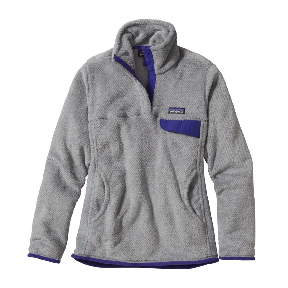 Patagonia Sz S Women's Re-Tool Snap-T® Pullover in Grey with Purple Trim